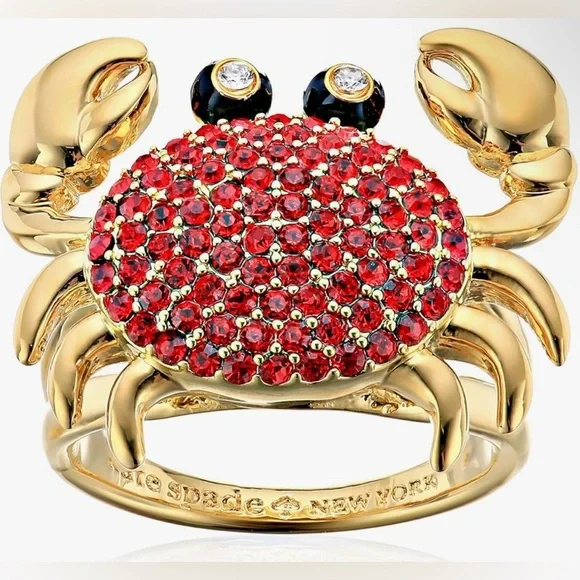 🎉HOST PICK🎉♠️🦀♠️KATE SPADE♠️🦀♠️Shore Thing Pave Crab Ring with Dust Bag/NWT - Picture 2 of 8